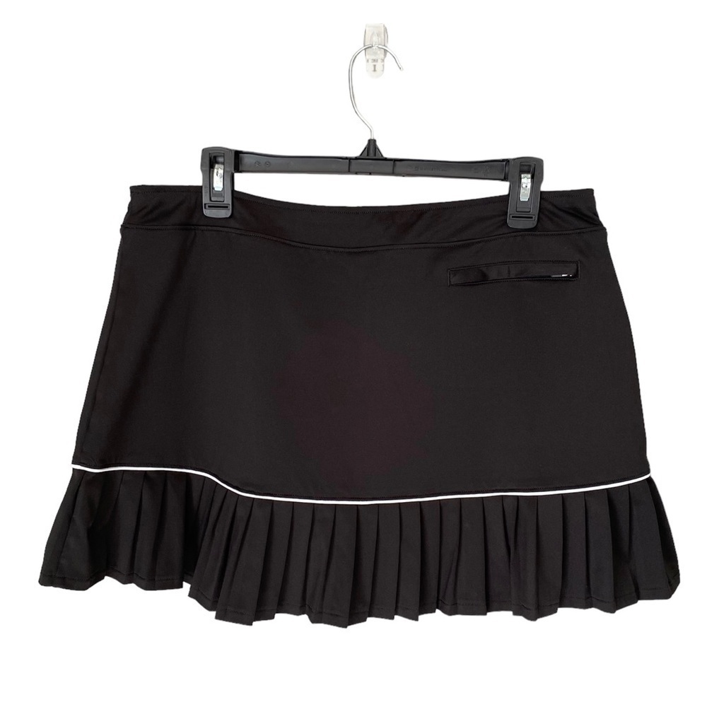SLAZENGER Skort Hydro Dri Pleated Knit Golf Tennis Black White Women Size L - Picture 2 of 10